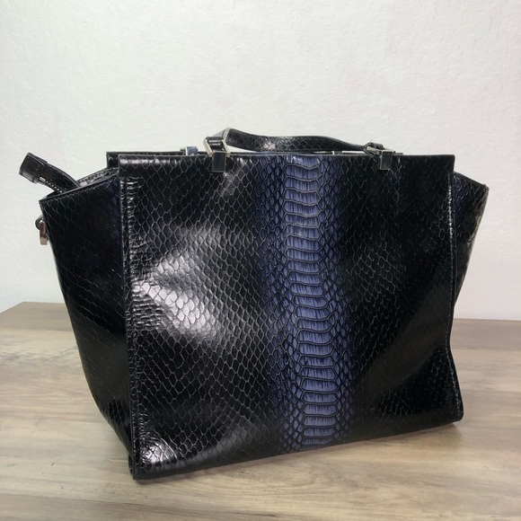 Kate Spade Midnight Blue Python Print Tote Bag - Picture 3 of 12
